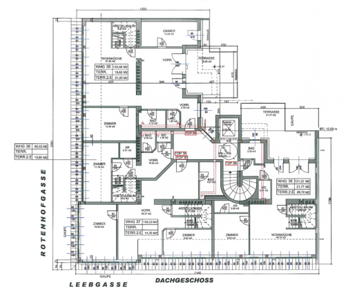 Gesamtplan Dachausbauten untere Ebene
